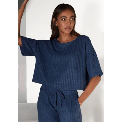 Abbildung von LASCANA 3/4 Arm Shirt, Lounge /Strickshirt aus weichem Strick, Loungewear