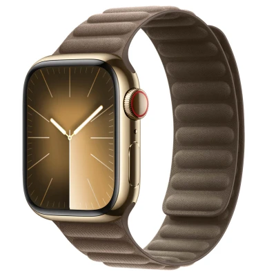 Abbildung von Apple Watch Armband Original Echtes Leder Beige Geeignet für Series 1 9 / SE