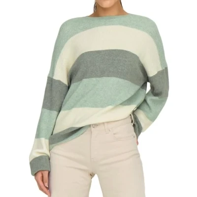 Abbildung von ONLY Onlatia LS Stripe Strickpullover, Damen, Größe: XS, Silt green