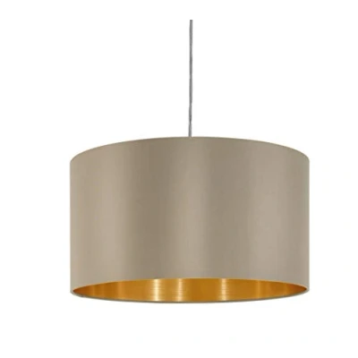 Abbildung von Eglo 31602 Pendellampe MASERLO Textil taupe, gold E27 max.1X60W H:110cm Ø38cm dimmbar