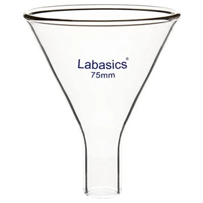 Abbildung von Labasics Glas Pulver Trichter, schwerer Wand Borosilikatglas kurzer Stiel Trichter mit 75 mm Spitzendurchmesser und 31 Durchmesser