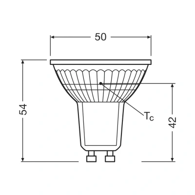 Abbildung von Osram Energy Class LED Reflektor Lampe PAR16 mit 2.5 W, 450 lm, kaltweiß (4000 K) aus bleifreiem Glas GU10 Sockel in der Energieeffizienzklasse A, 50 mm Durchmesser, IP20.