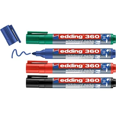 Abbildung von edding 360 Whiteboardmarker bunte Farben 4 Whiteboard Stifte Rundspitze 1,5 3 mm Boardmarker abwischbar für Whiteboard, Flipchart, Magnettafel, Memoboard Sketchnotes nachfüllbar