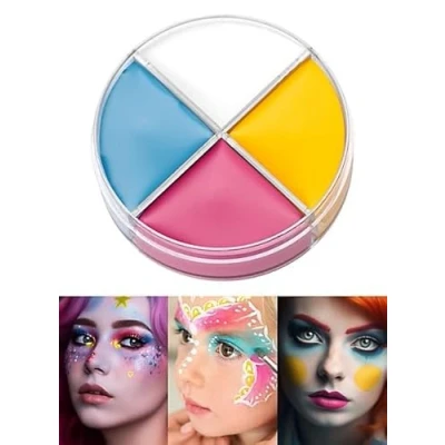 Abbildung von Professionelle Theater Schminke Creme Make up blau gelb rosa weiß 15 ml Dose 4 Farben Halloween Karneval Motto Party