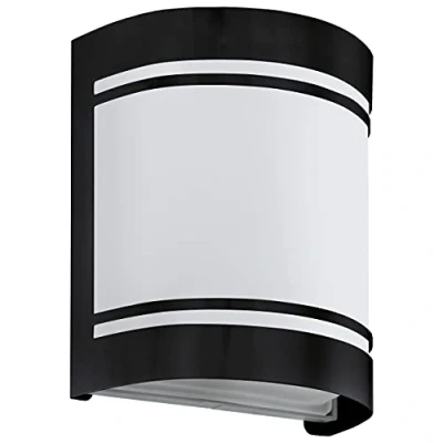 Abbildung von EGLO Außen Wandlampe Cerno, 1 flammige Außenleuchte, Wandleuchte aus verzinktem Stahl in Schwarz und satiniertem Glas Weiß, Außenlampe E27, IP44