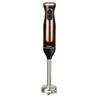 Abbildung von Bestron Stabmixer, Pürierstab mit 2 Geschwindigkeitsstufen &amp; ergonomischer Handgriff, inkl. Turbofunktion mehr als 14.000/rpm, Staab abnehmbar, Material: Edelstahl, Farbe: Kupfer/Schwarz