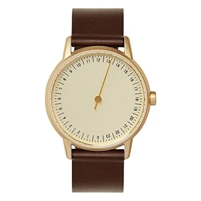 Abbildung von slow Round 08 Dark Brown Leather, Gold Case, Dial