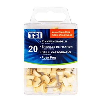 Abbildung von TSI Pinnwandnadeln Standard aus echtem Holz, 20er Packung, Art.Nr. 48360