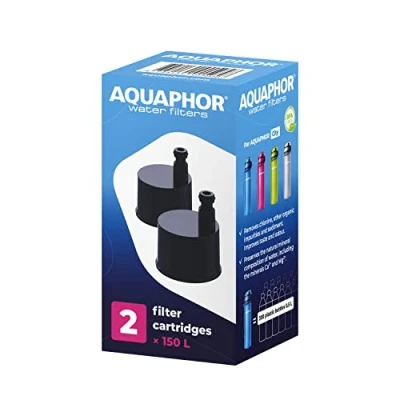 Abbildung von AQUAPHOR CITY Filterkartusche 2er Pack I Filter mit Aktivkohle Wasserfilter Flaschen Filtert beim Trinken Reduziert Chlor Perfekt für unterwegs Große Nachhaltigkeit