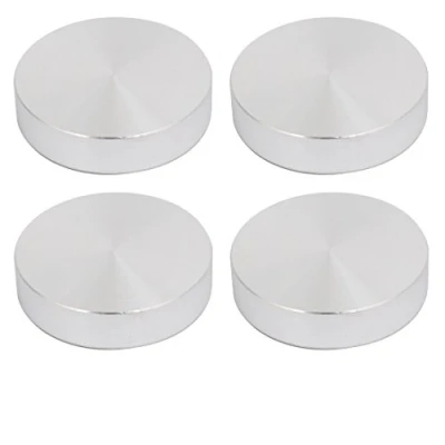 Abbildung von sourcing map 4pcs 40mm Dmr. 10mm Dicke M8 Gewinde Aluminium Scheibe Hardware für Glastisch DE