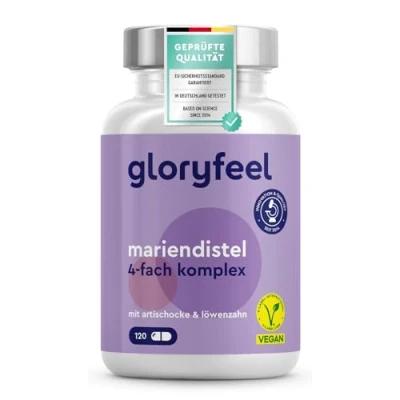 Abbildung von Mariendistel Kapseln 500mg Hochdosiert Artischocke Löwenzahn Desmodium im 4 Fach Komplex 120 vegane Laborgeprüft, ohne Zusätze in Deutschland hergestellt