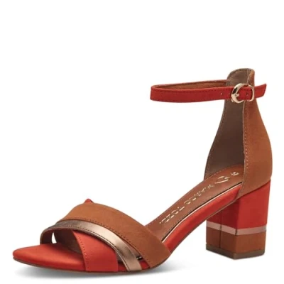 Abbildung von MARCO TOZZI Damen Sandalen mit Absatz Verstellbarem Riemen Sommer, Orange (Terracotta Com), 37 EU