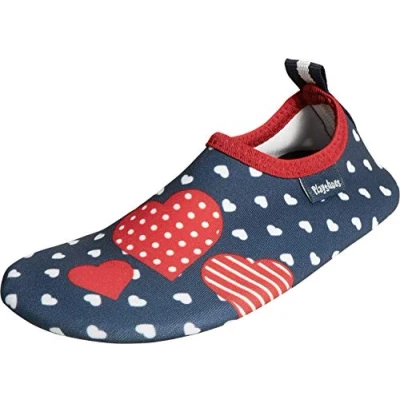 Abbildung von Playshoes Jungen Unisex Kinder Barfuß Badeslipper Aqua Schuhe, Marine Herzchen, 22/23 EU