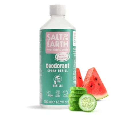Abbildung von Salt Of The Earth Natürliches Deospray Nachfüllpack, Melone &amp; Gurke Vegan, Langanhaltender Schutz, Ohne Tierversuche, 500 ml