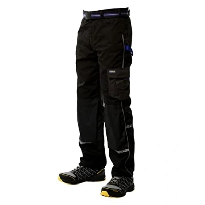 Abbildung von Goodyear Herren Reflective Trim Dreiergruppe nähte Multi Werkzeug Taschen Moderne Fracht Kneepad Arbeitssicherheit Hosen, Schwarz, 32&quot; Taille Regular Leg (31&quot; )