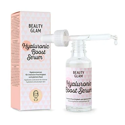 Abbildung von Gesichtsserum für intensive Feuchtigkeit &amp; glattere Haut Vegan, silikonfrei, ohne Farbstoffe Parfum, Made in Germany, BEAUTY GLAM Hyaluronic Boost Serum 30 ml