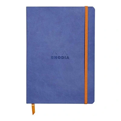 Abbildung von Rhodia 117458C Notizheft Rhodiarama mit weichem Umschlag, dot grid, 80 Blatt, 90 g elfenbeinfarbenes Papier, A5 148 x 210 mm, Lesezeichen, Innentasche,1 Stück,saphirblau