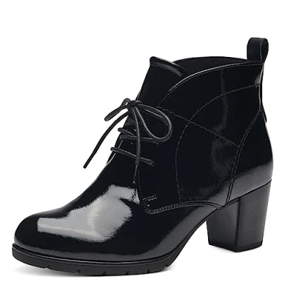 Abbildung von MARCO TOZZI Damen Stiefeletten mit Absatz zum Schnüren Elegant, Schwarz (Black Patent), 37 EU