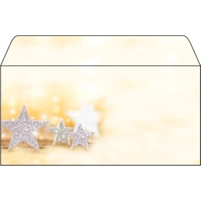 Abbildung von SIGEL DU035 Briefumschläge Weihnachten &quot;Glitter Stars&quot; DIN lang 50 Stück