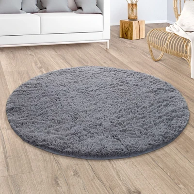 Abbildung von Paco Home Hochflor-Teppich "Silky 591" rund 37 mm Höhe Uni Farben, besonders weich und kuschelig