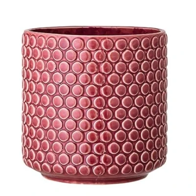 Abbildung von Nordring Retro Übertopf Vintage Pflanztopf für Zimmerplanzen Blumentopf Dotty L (15,5 cm ø), rot, Keramik