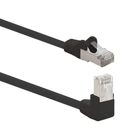 Abbildung von 1aTTack.de 366189 Cat.6 Netzwerkkabel Winkel 90 Grad 2m schwarz 1 Stück Cat6 Patchkabel (SFTP PIMF) 1000Mbit/s Rj 45 Stecker x Meter