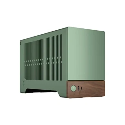 Abbildung von Fractal Design Terra Jade Wood Walnut Front Panel Small Form Factor mITX Gaming case PCIe 4.0 Riser Cable USB Type C Anodized Aluminum Panels