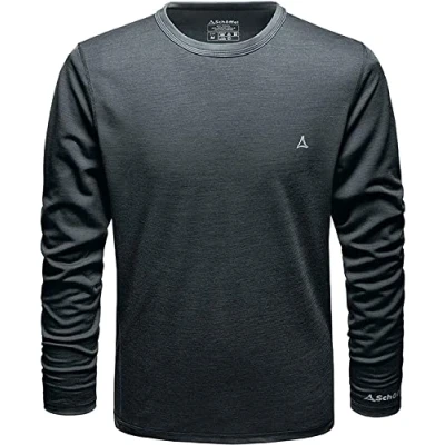 Abbildung von Schöffel Herren Merino Sport Shirt 1/1 Arm M, temperaturregulierendes Langarmshirt, atmungsaktives Funktionsunterwäsche in Wollqualität, anthrazit, L