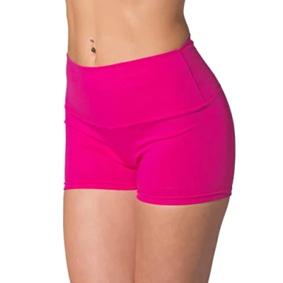 Abbildung von Alkato Damen Sport Shorts mit Hohem Bund Hotpants Radlerhose Long Shorts, Farbe: Pink, Größe: 42