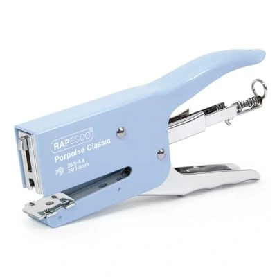Abbildung von Rapesco 1346 Porpoise Classic Heftzange, 45 Blatt Kapazität, Hellblau