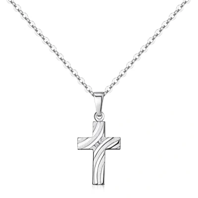 Abbildung von MATERIA Kreuz Kette Silber 925 Kettenanhänger Welle mit Zirkonia KA 29_K97 40cm