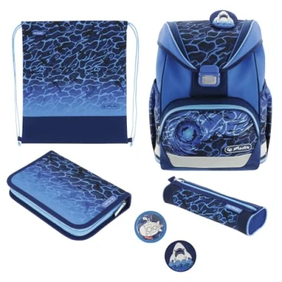 Abbildung von Herlitz Schulranzen UltraLight Plus, Blue Shark, befüllt, 1 Stück