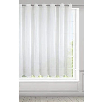 Abbildung von Eurofirany Lucy Voile Gardine Vorhang mit Ösen 1 STK. Transparent Leinenoptik Durchsichtig Einfarbige für Schlafzimmer Wohnzimmer Kinderzimmer, 400x150cm, Weiß