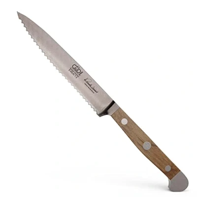 Abbildung von GÜDE Solingen Tomatenmesser mit Welle geschmiedet, 13 cm, Fasseichenholz, ALPHA FASSEICHE, Doppelkropf, Handmade Germany