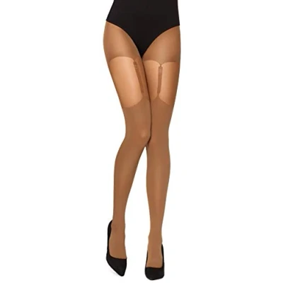 Abbildung von Merry Style Damen Strumpfhose mit Muster Strapsstrümpfe Optik 40 DEN MS 260(Cappucino, L (40 44))
