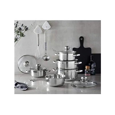 Abbildung von GSW 806572 Kochtopf Set Silver Star 11 tlg, Edelstahl rostfrei, Glas, Silber