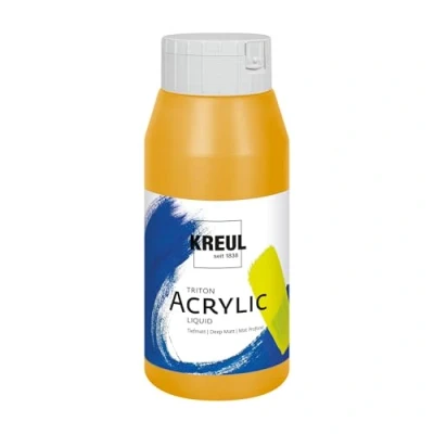 Abbildung von KREUL 17004 Solo Goya Triton Acrylfarbe brillantocker, 750 ml Flasche, schnell und matt trocknend, Farbe auf Wasserbasis, in Studioqualität, vielseitig einsetzbar, gut deckend ergiebig