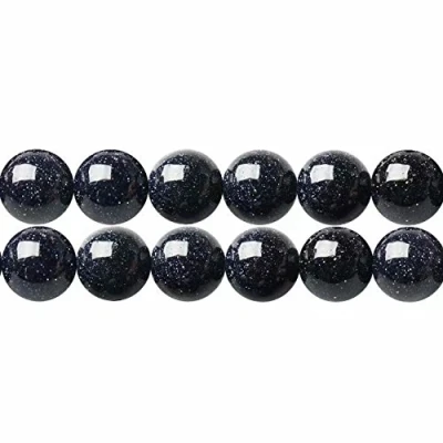 Abbildung von SKYBEADS Blau Goldstone Perlen zum Basteln 10mm Rund 38cm Strang Approx 35 Stück