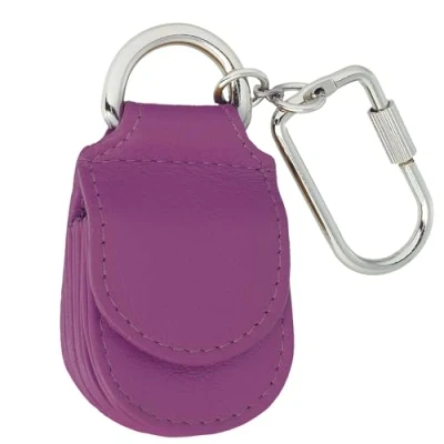 Abbildung von MANAGE Schlüsselanhänger Leder Rosa für Münzen Schlüssel Schlüsselring Karabiner Keychain Autoschlüsselanhänger klein Echtleder Damen Herren mini kleingeldbörse (Rosa)