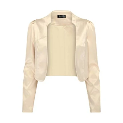 Abbildung von Bolerose formal Satin Langen Ärmel Bolero Jacke (Champagner, 4XL)