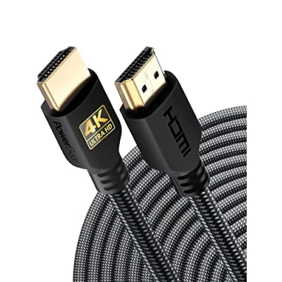 Abbildung von PowerBear 4K HDMI Kabel 7.6m 18Gbps Hochgeschwindigkeit Kabel, geflochtenes Nylon &amp; Goldstecker, @ 60Hz, Ultra HD, 2K, 1080P, ARC CL3 zertifiziert für Laptop, Monitor, PS5, PS4 mehr
