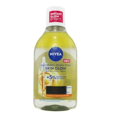 Abbildung von NIVEA Skin Glow Micelar Water (400 ml), Gesichtsreinigungsgel mit 5% Serum und Aminosäure Komplex, Gesichtswasser für Gesicht, Augen Lippen, Gesichtsschminköl Vitamin C E