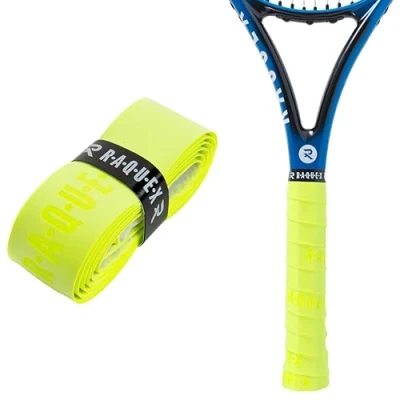 Abbildung von Raquex Enhance Ersatz Griffband: Griffband geeignet für Tennis , Padel, Badminton und Squashschläger. 14 Farben. Hochwertiges, selbsthaftendes Tennisschläger (Gelb, 1 Griffband)