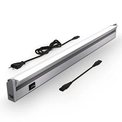 Abbildung von B.K.Licht LED Leiste mit Ein Ausschalter, neutralweiße Lichtfarbe, schwenkbar, Unterbauleuchte Küche, Lichtleiste Schrankbeleuchtung, Küchenlampe, 54,7x6,1x2,4 cm, Titanfarbig
