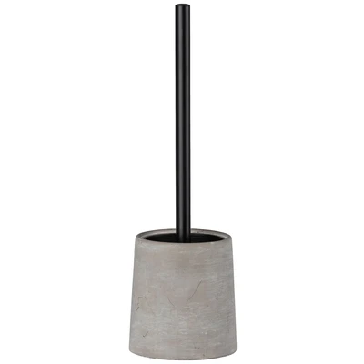 Abbildung von WENKO WC Garnitur Mod. Villena, Standgarnitur aus stabilem Beton inklusive Bürste, Bürstenhalter in Natursteinoptik mit auswechselbarem Bürstenkopf Ø 7,5 cm, Grau/Schwarz, Maße: 11,5 x 38 cm