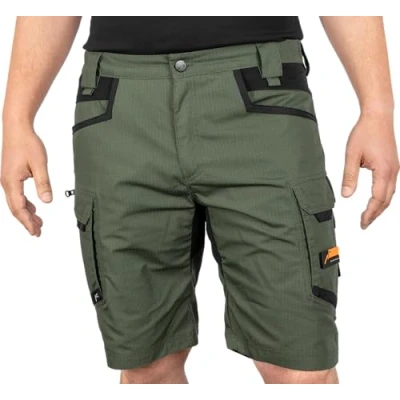 Abbildung von ACE Constructor Herren Arbeitshose kurz Männer Arbeitshosen mit Cargo Taschen &amp; Stretch Bund für den Sommer Oliv 48