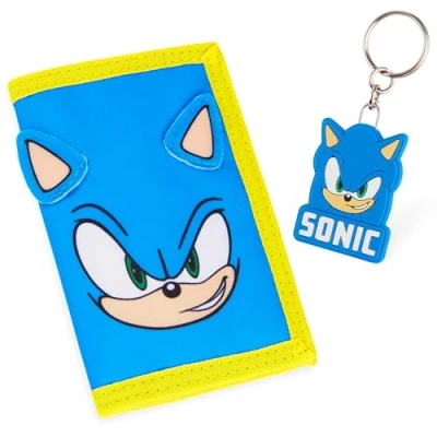 Abbildung von Sonic THE HEDGEHOG Geldbeutel Jungen, Portemonnaie Kinder &amp; Schlüsselanhänger Set Geburtstag Einschulung Junge Geschenk ab 3 Jahren