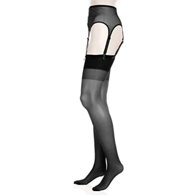 Abbildung von Glamory Damen Weites Bein Strumpfhalter Garter Belt 50378, Einfarbig, 100 DEN, Gr. 44 (Herstellergröße: L (44 46)), Schwarz (Schwarz)