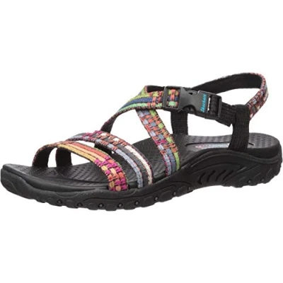 Abbildung von Skechers Damen Reggae Sew Me Boho Woven Strappy Slingback Sandale, Schwarz Multi, 37 EU