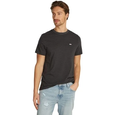 Abbildung von Tommy Jeans Tjm Slim Entry Stripe Tee Kurzarm T Shirt, Herren, Schwarz (Black / New Charcoal Stripe), S